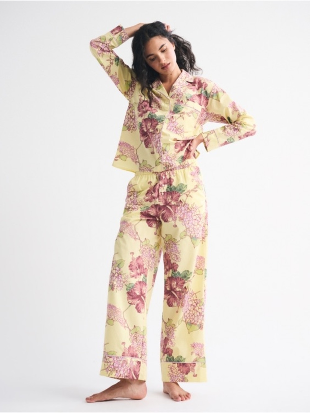 Abercrombie & Fitch Cotton-Blend Sleep Pajamas Top and Pants Matching Set